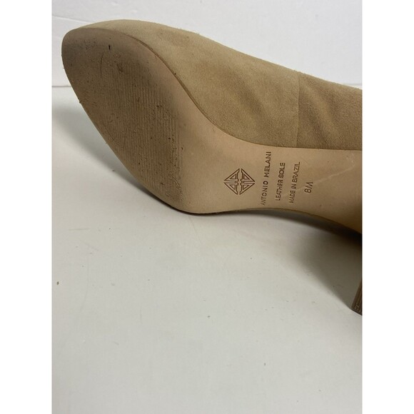 Antonio Melani Camel Suede Almond Toe Full Toe Block Heels Shoes Sz 8M Comfort - Picture 7 of 9